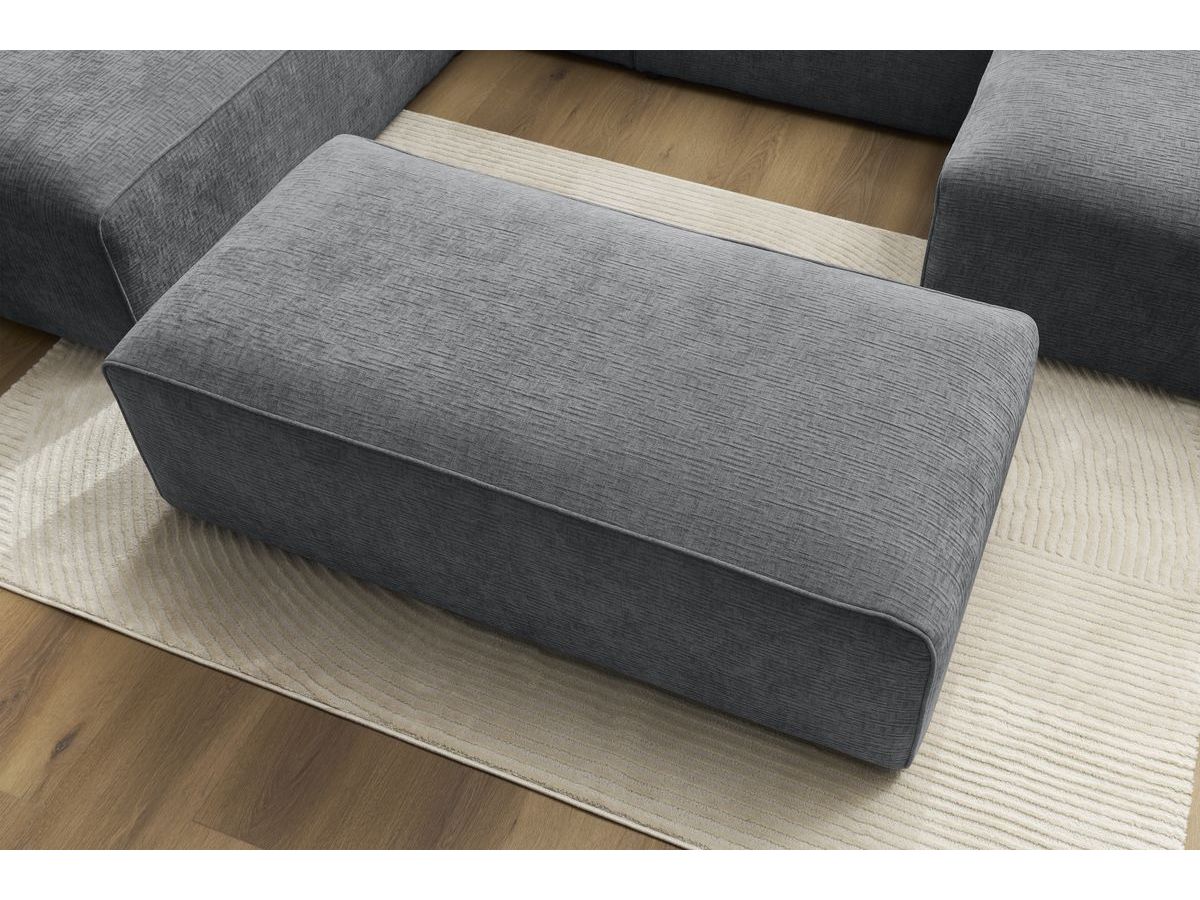 Bobochic Megeve Wohnlandschaft mit Pouf Strukturstoff Dunkelgrau Ecke rechts