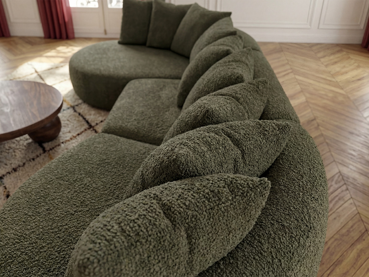 Bobochic Calypso Ecksofa Bouclé-Stoff Grün Ecke links