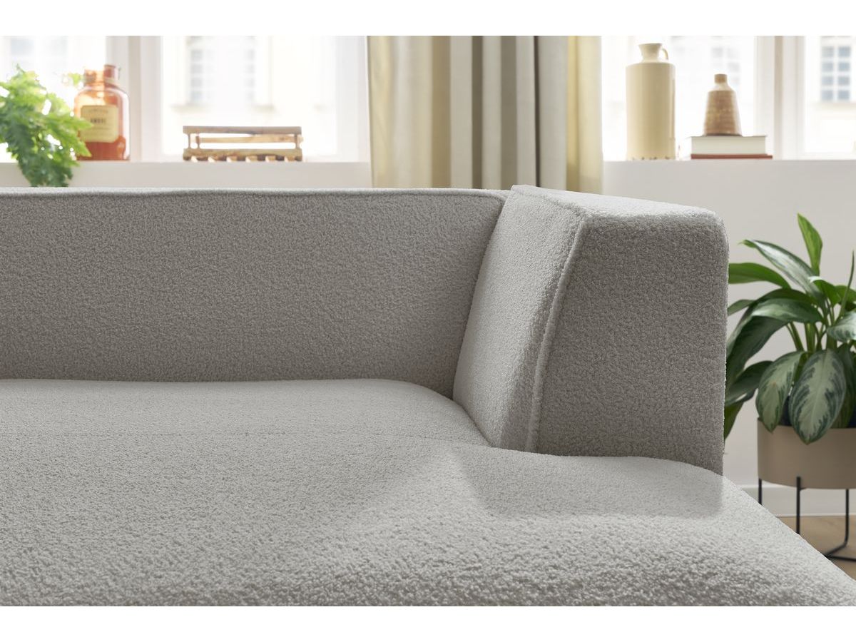 Bobochic Megeve Méridienne-Modul Bouclé-Stoff Hellgrau Ecke rechts