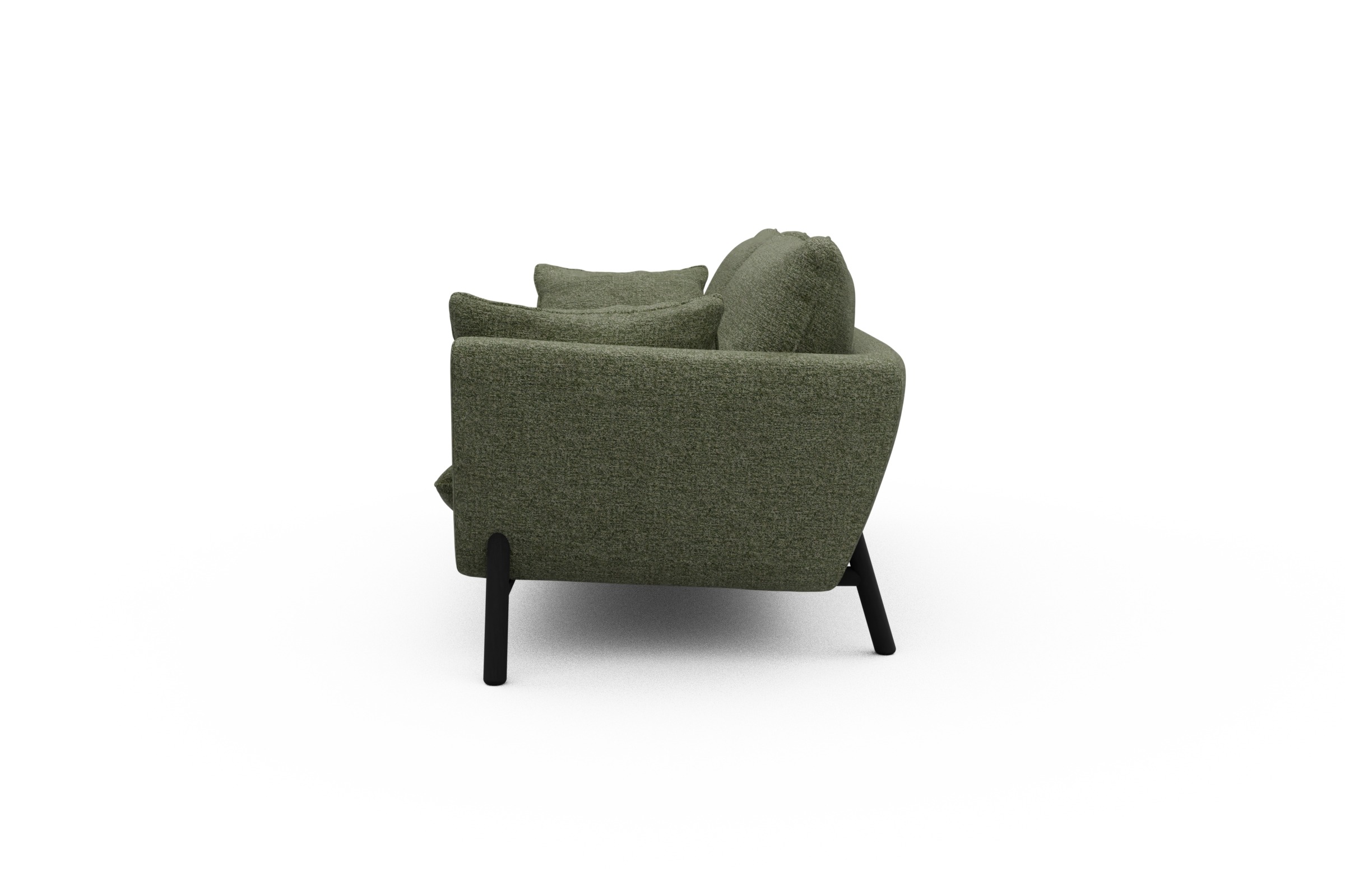 Sofa Emil 3-Sitzer Beinfarbe Eiche Schwarz Carreno-Vivid-Green