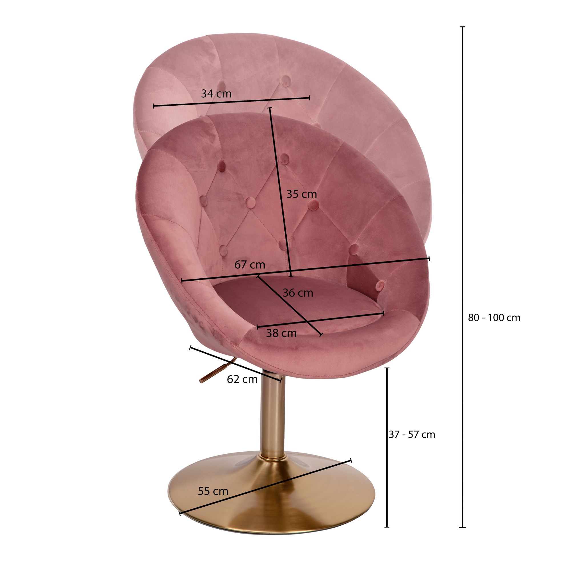Loungesessel Fresvik Samt Rosa 67 × 62 × 100 cm