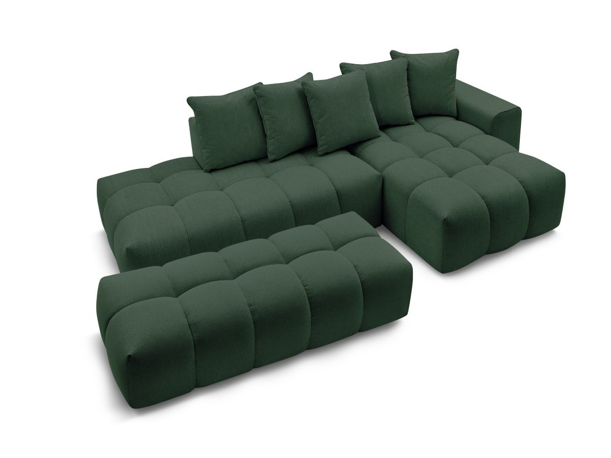Bobochic Mont-blanc Ecksofa mit Pouf Melange-Stoff Grün Ecke rechts