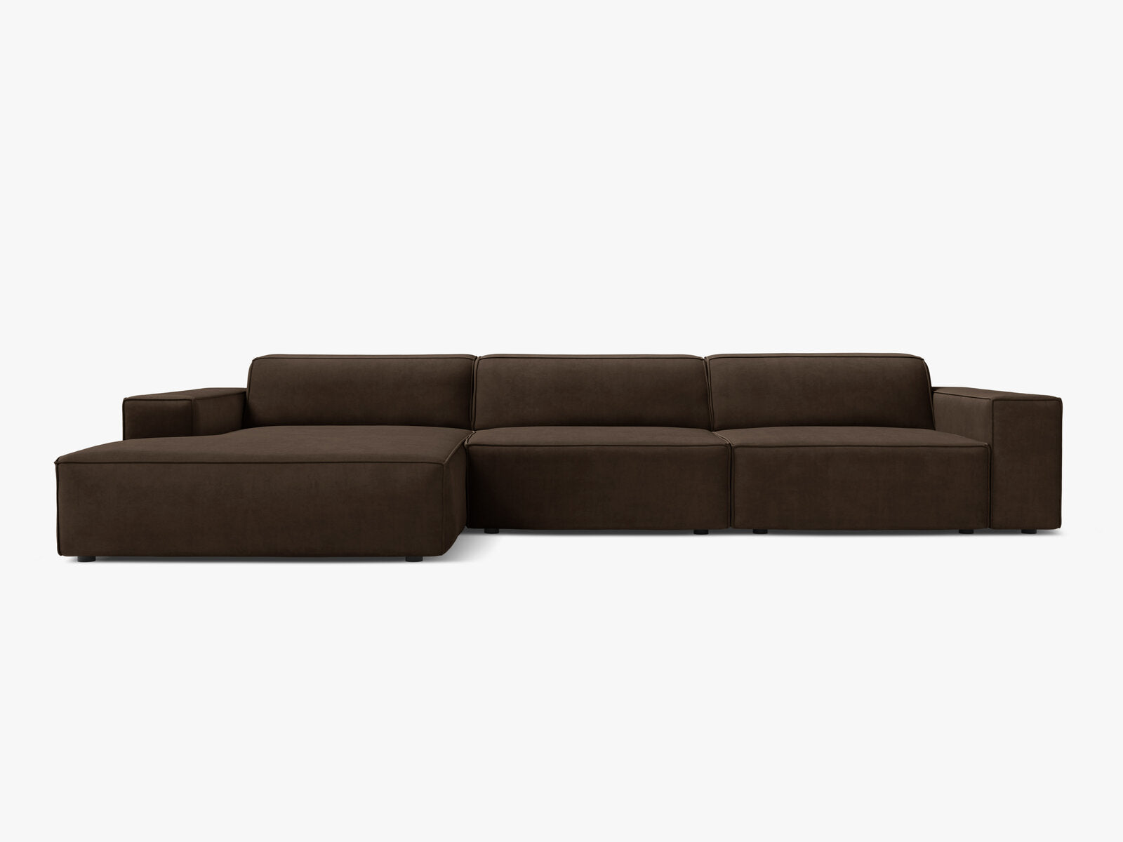 Micadoni Ecksofa Jodie 4-Sitzer Links Samt Bluvel Dunkelbraun