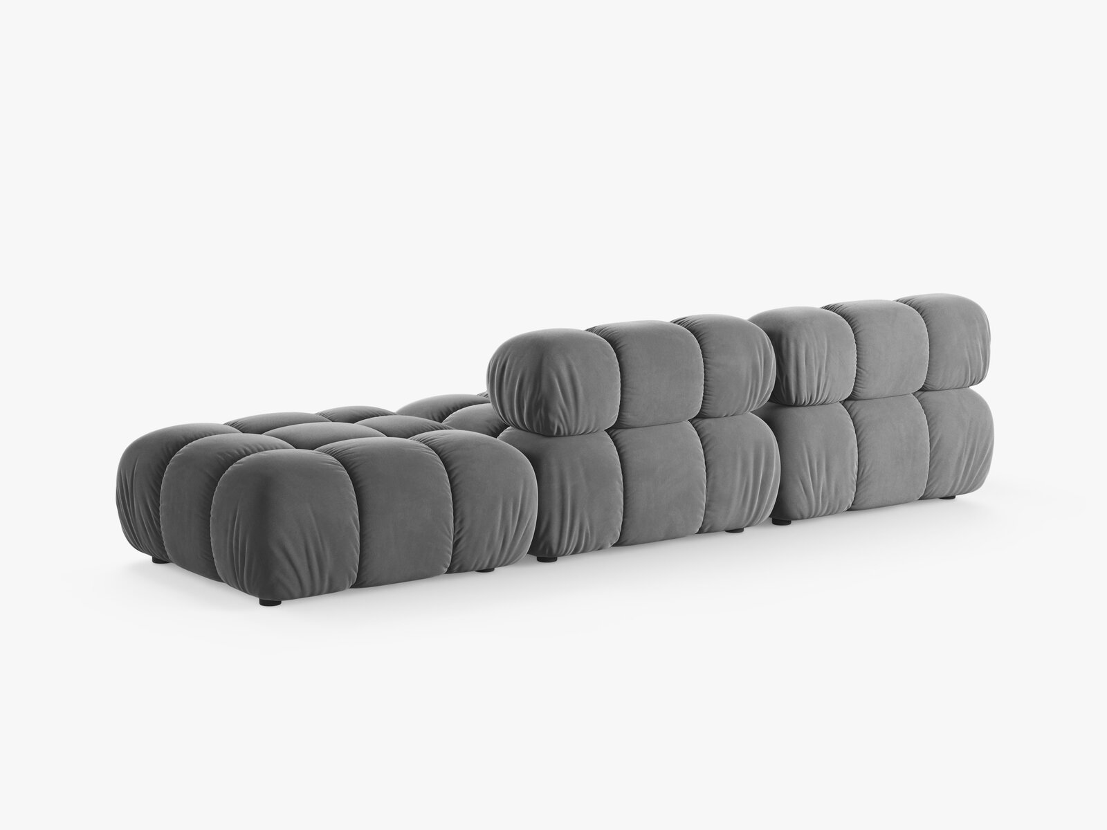 Micadoni Modulares Sofa Bellis 4-Sitzer Rechts Samt Venus Hellgrau