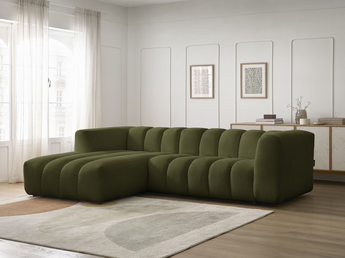 Bobochic Talia Ecksofa Melange-Stoff Grün Ecke links