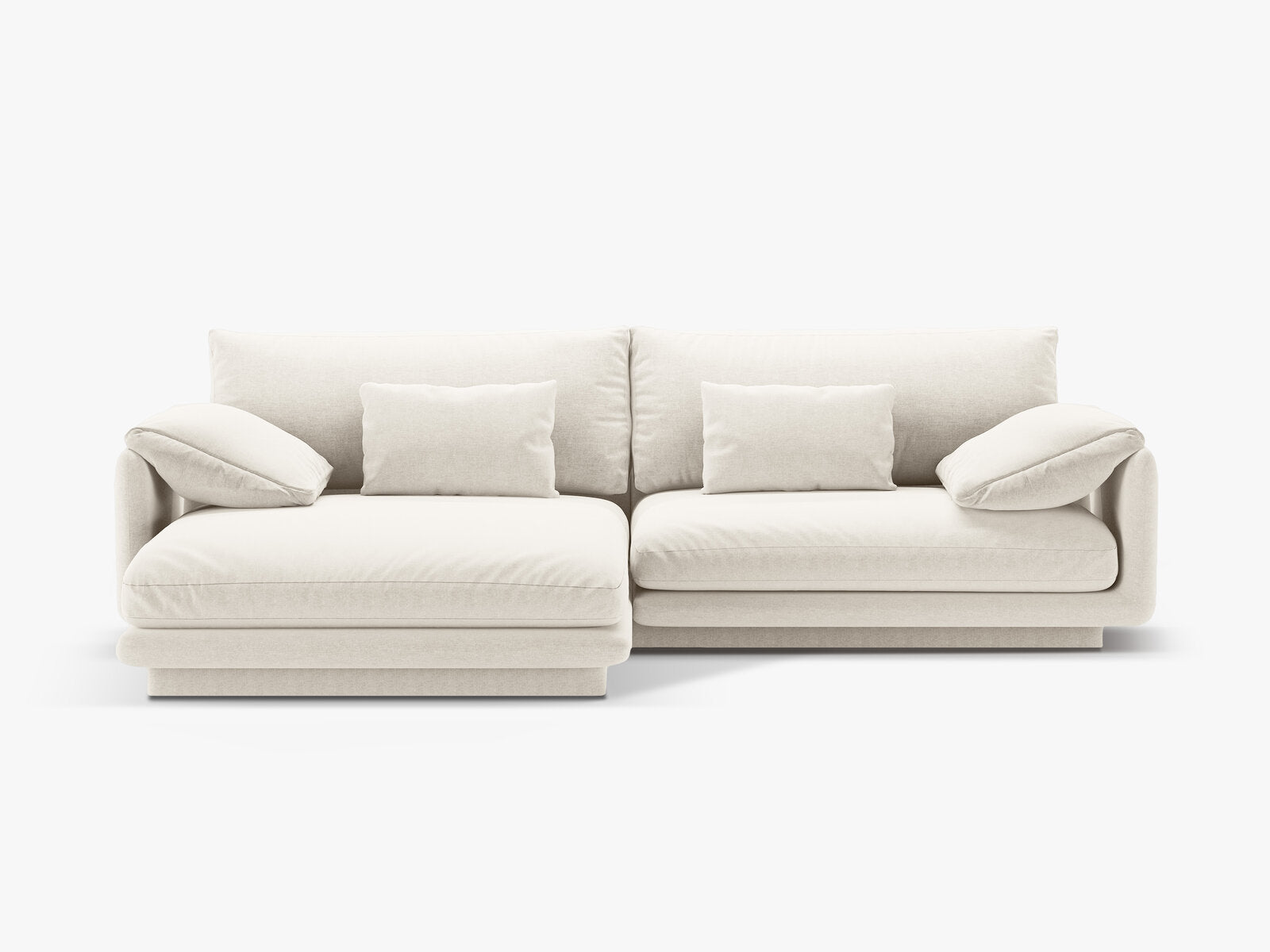 Micadoni Ecksofa Torino 4-Sitzer Links Strukturierter Stoff Elfenbein