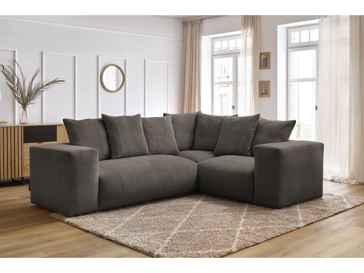 Bobochic Voltaire Ecksofa 268 × 214 cm Cordsamt Taupe Ecke rechts