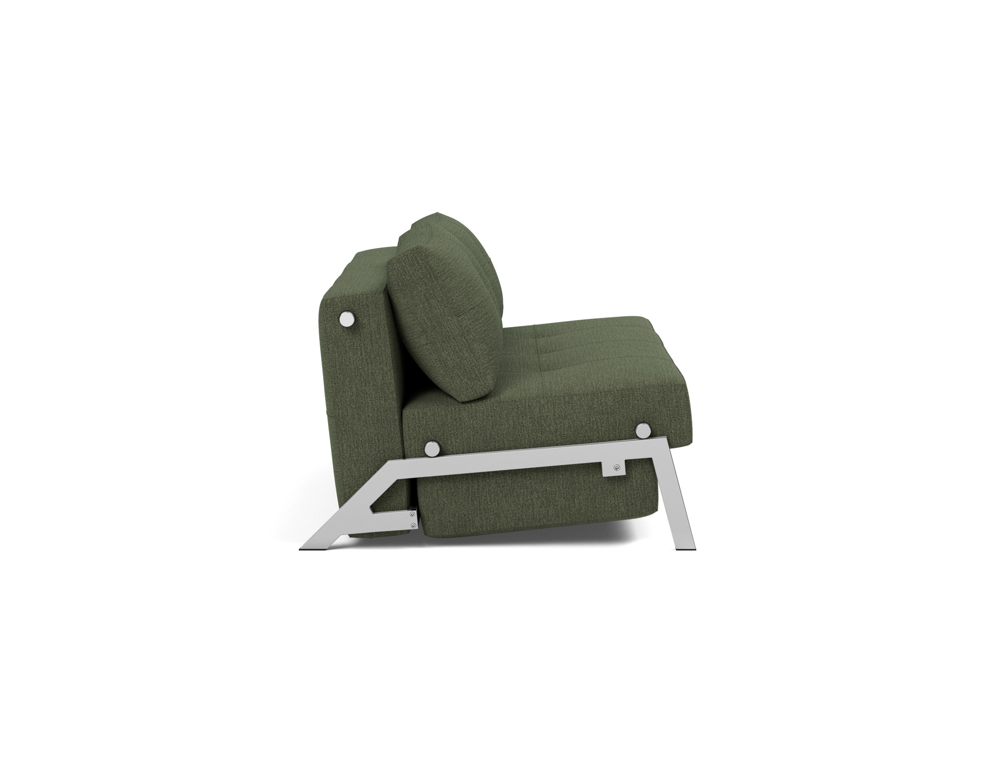 Schlafsofa Cubed 160 Strukturierter Stoff Taura 353-Forest Beine Chrom