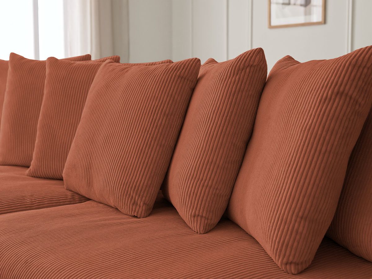 Bobochic Enore Ecksofa 330 × 157 cm Cordsamt Orange Ecke links