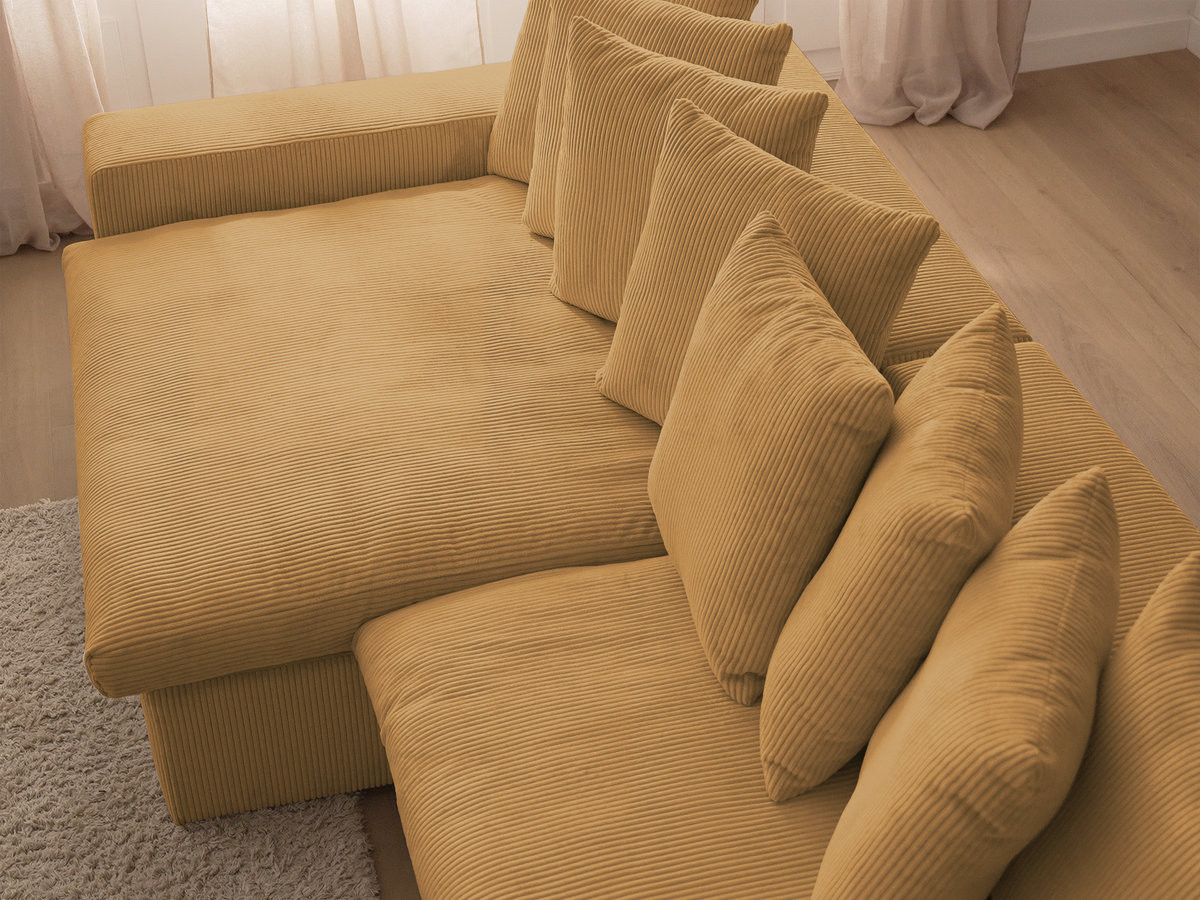 Bobochic Enore Ecksofa 330 × 157 cm Cordsamt Gelb Ecke links