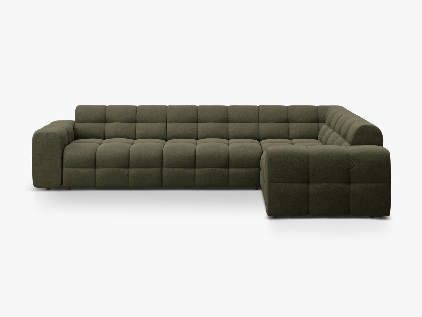 Micadoni Ecksofa Kendal 6-Sitzer Rechts Strukturierter Stoff Amazonas Grün