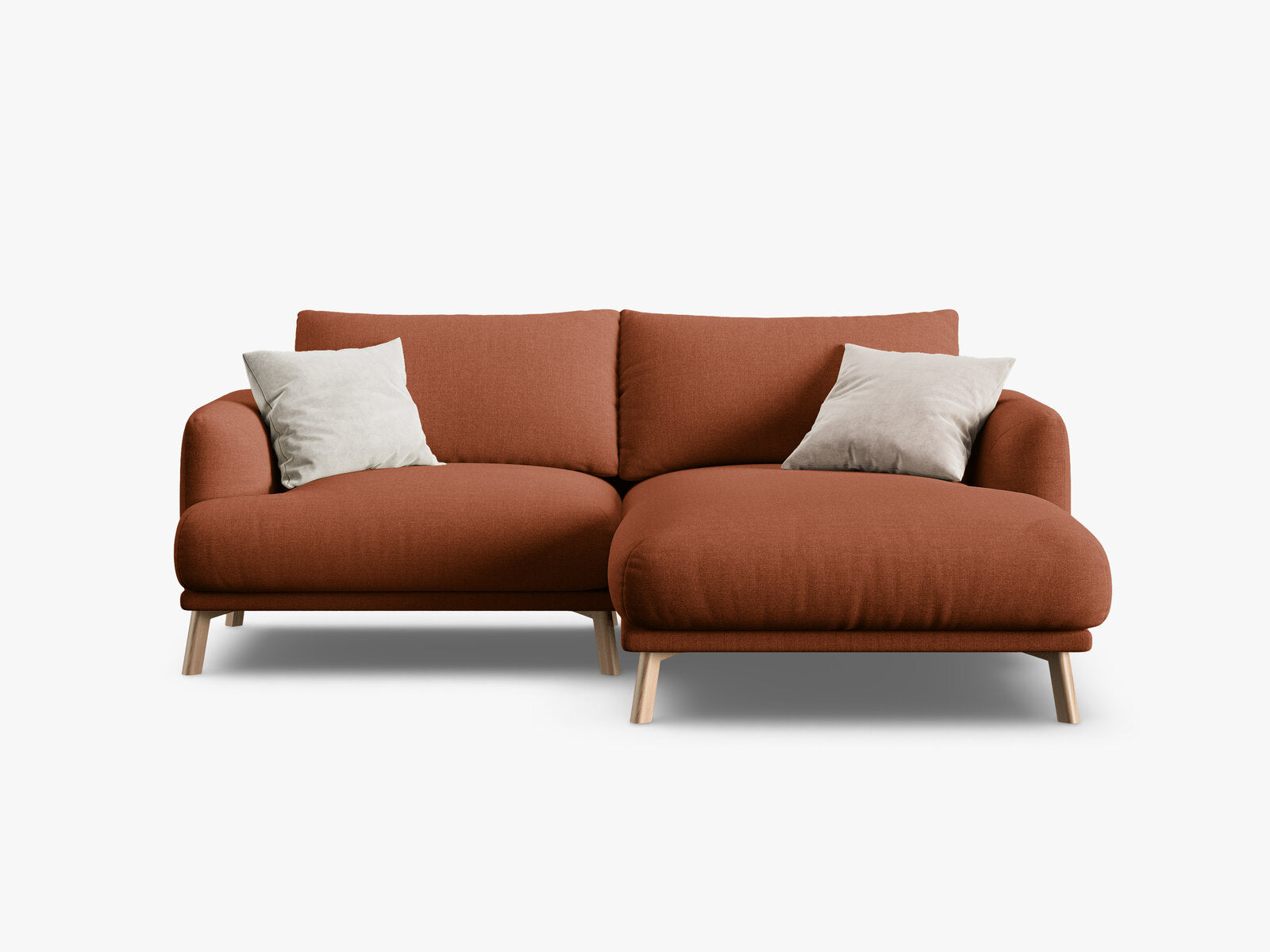 Micadoni Ecksofa Naomi 3-Sitzer kleine Version Rechts Strukturierter Stoff Liberty Ziegel