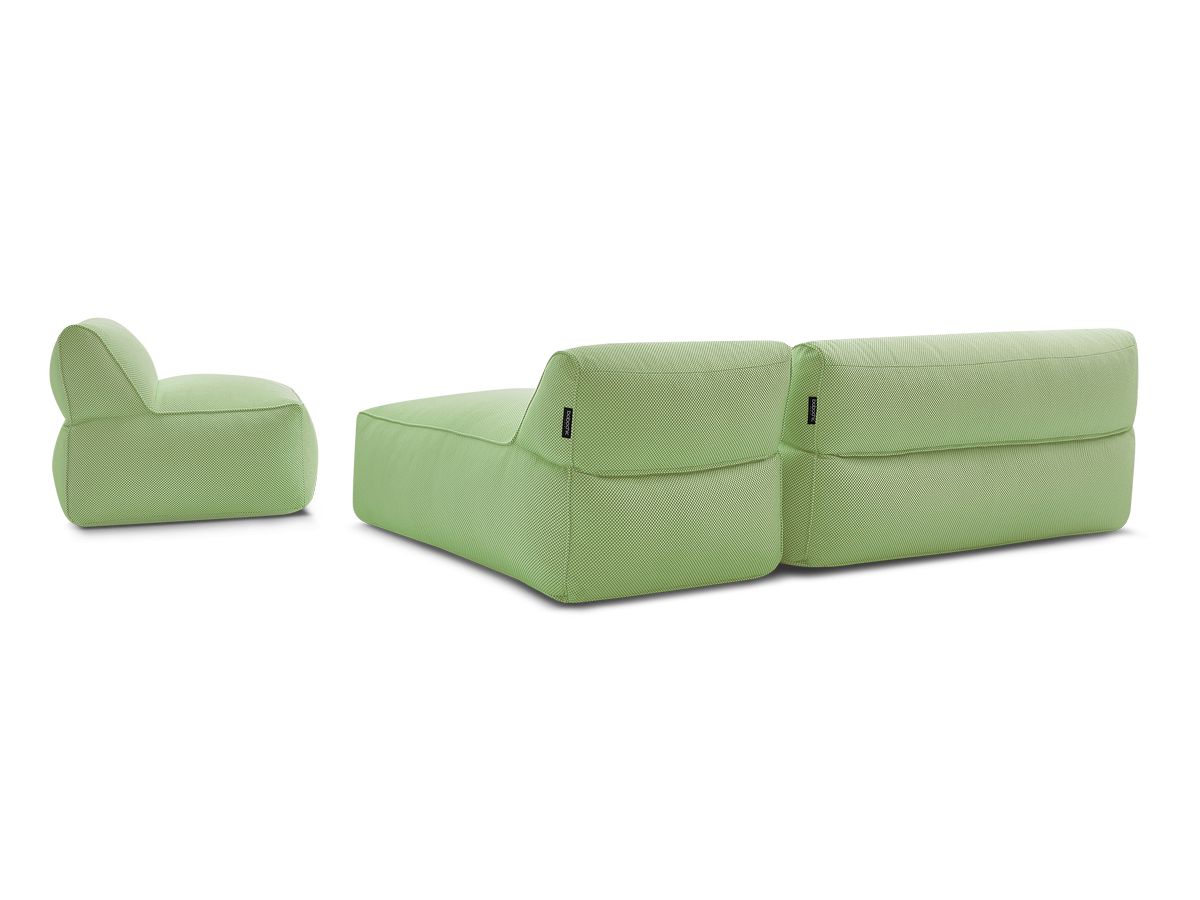 Bobochic Riviera Gartensofa 5-Sitzer mit Pouf Melange-Stoff Grün