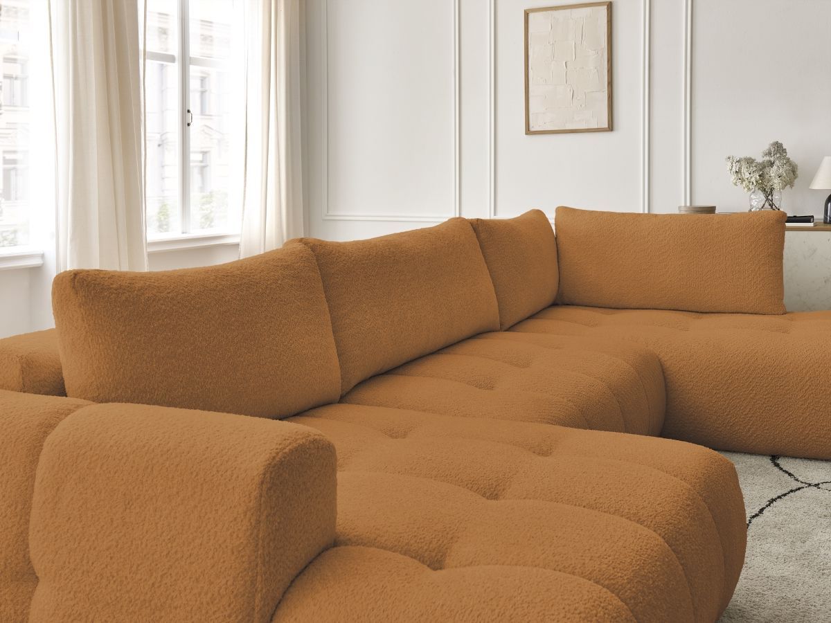 Bobochic Fuji Wohnlandschaft Bouclé-Stoff Gelb Ecke links
