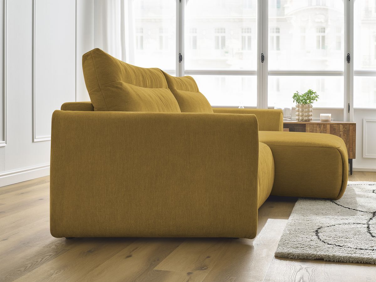Bobochic Aden Ecksofa 293 × 152 cm Stoff Gelb Ecke rechts