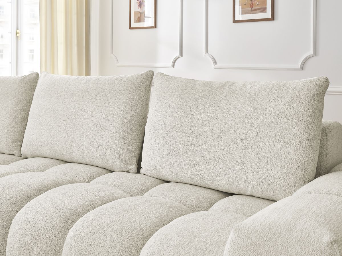 Bobochic Everest Ecksofa, 4 Kissen Melange-Stoff Weiß Ecke links