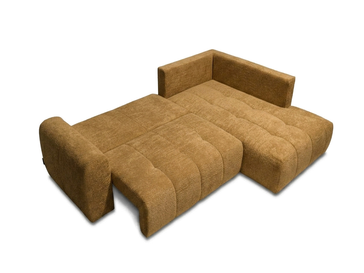 Bobochic Roxelane Ecksofa mit Schlaffunktion und Bettkasten Bouclé-Stoff Gelb Ecke rechts