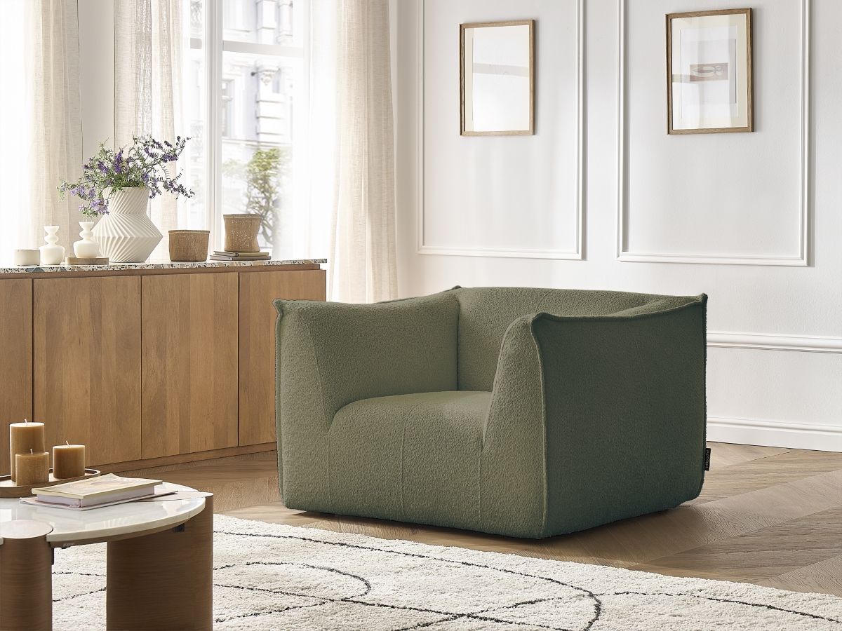 Bobochic Giorgia Sessel Bouclé-Stoff Grün