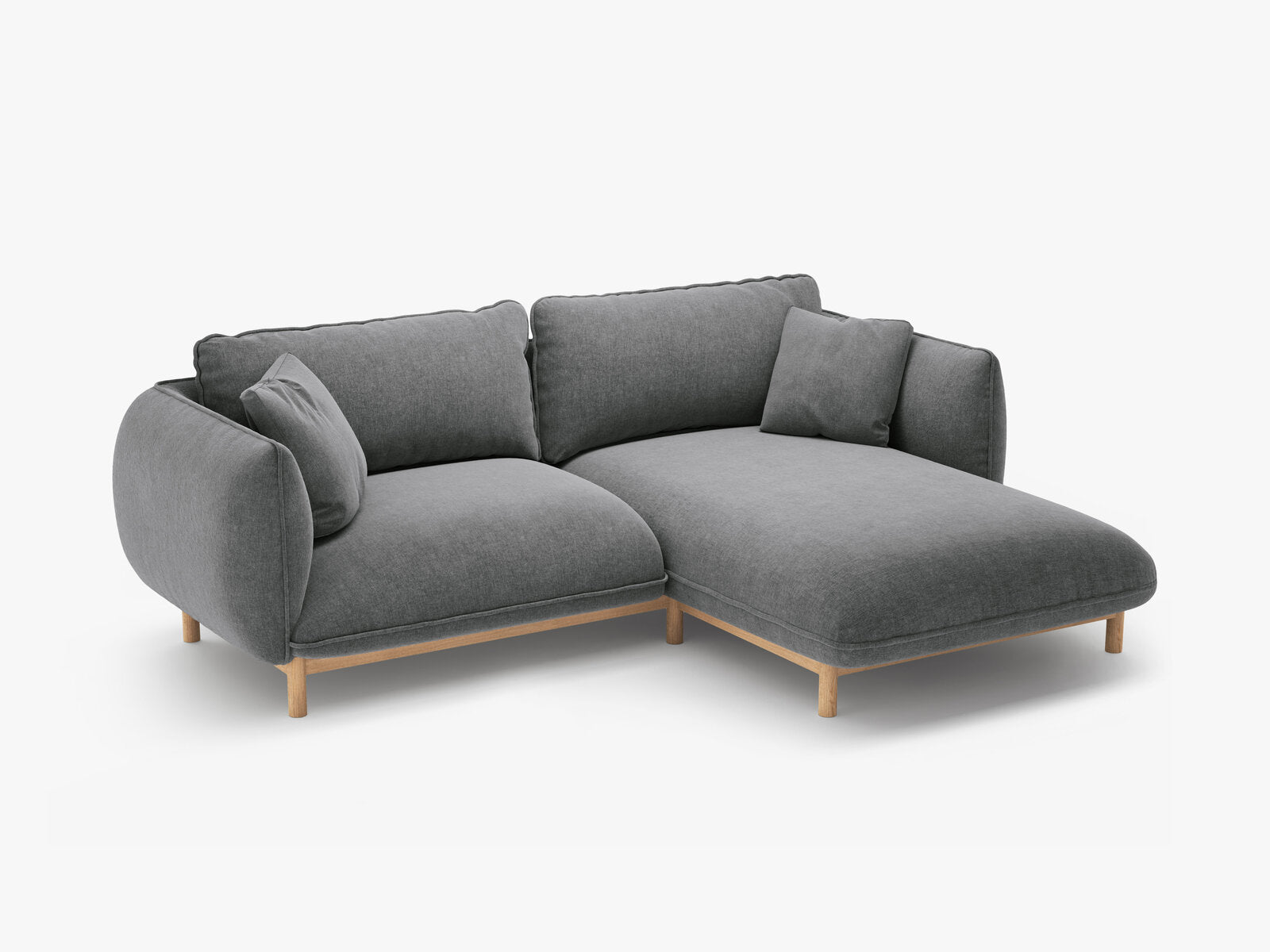 Micadoni Ada Ecksofa 3-Sitzer Rechts Strukturierter Stoff Wind Dunkelgrau
