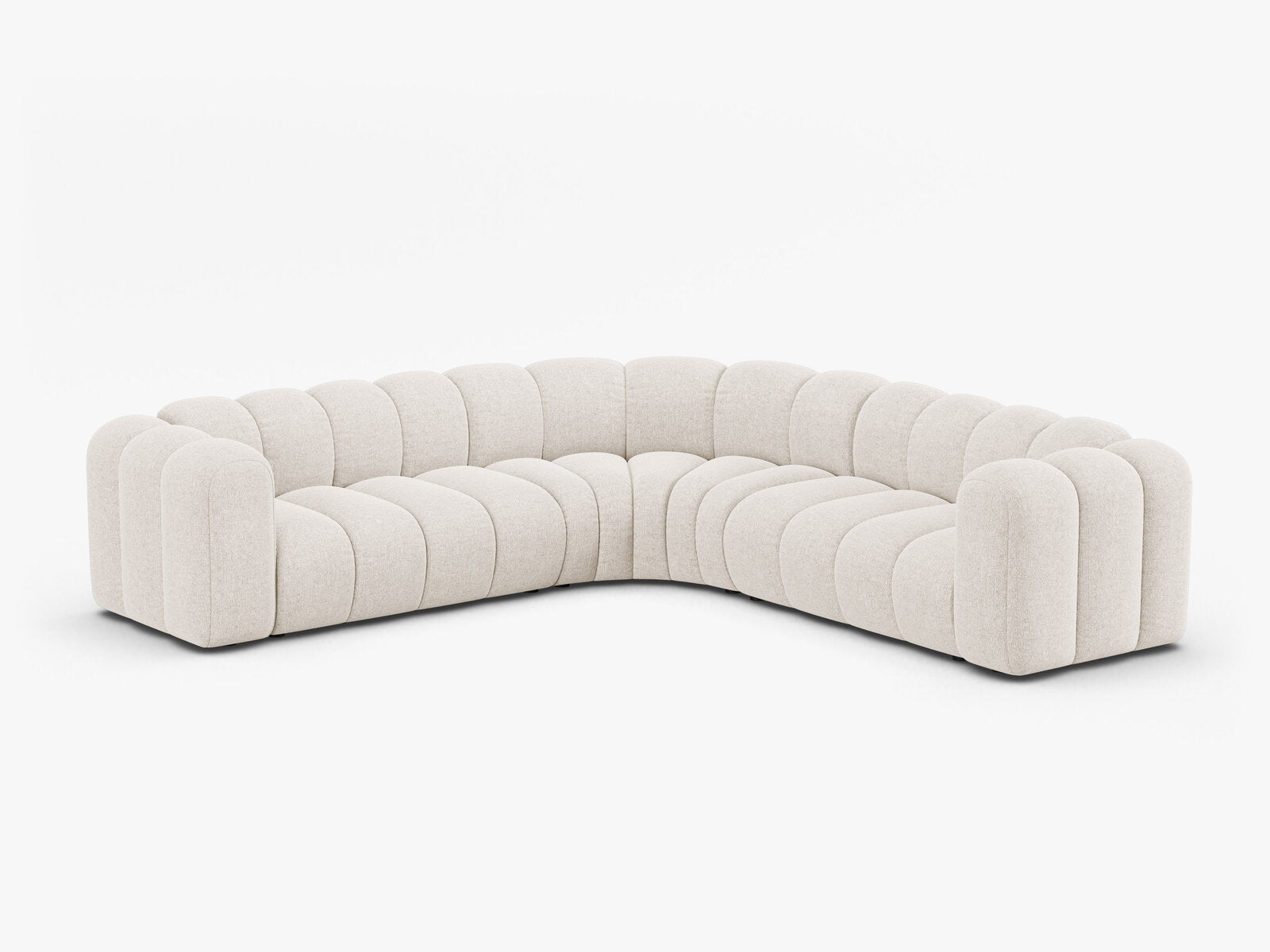 Micadoni symmetrisches Ecksofa Lupine 5-Sitzer mittelgroß Chenille Eden Helles Beige