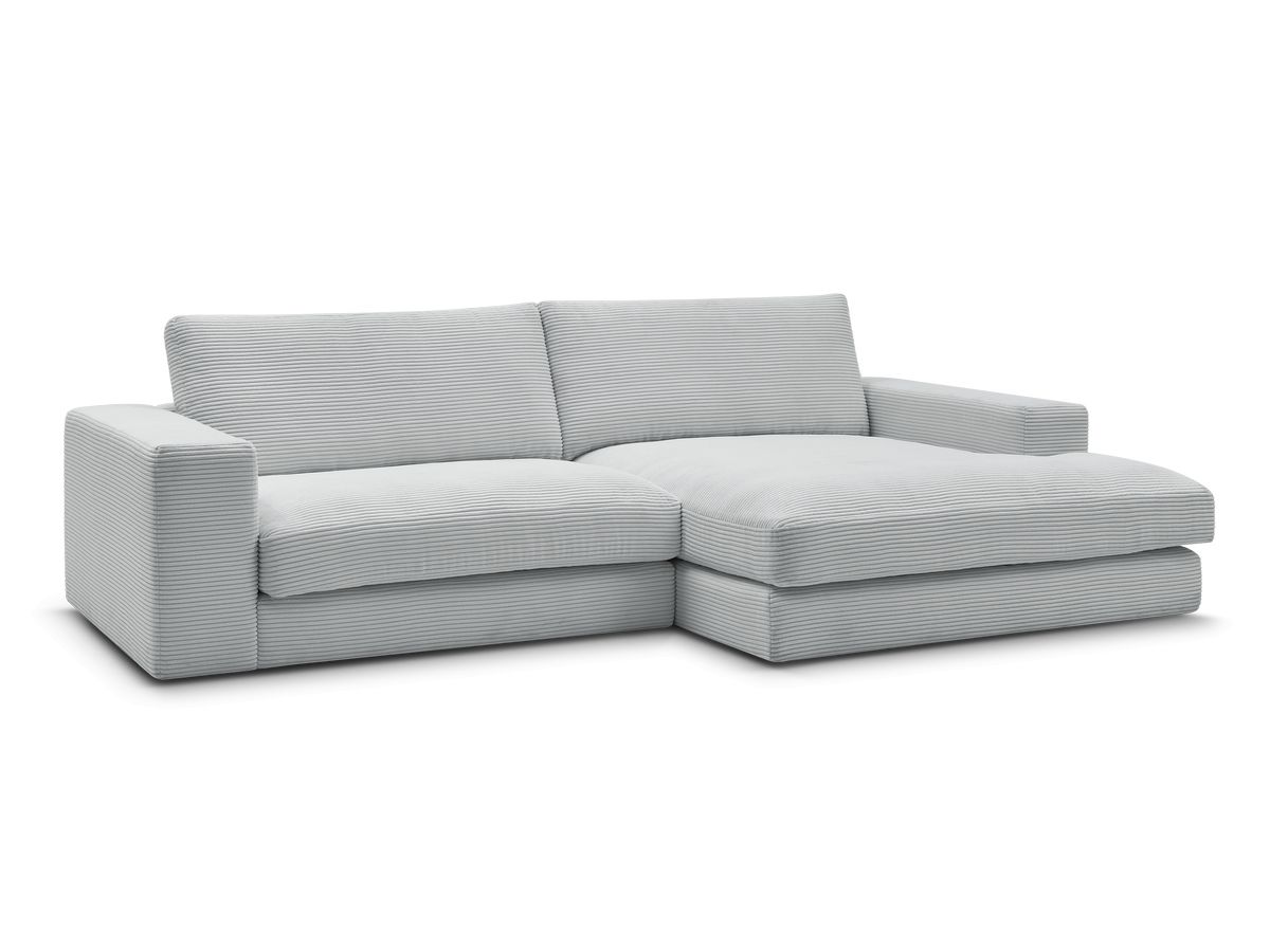 Bobochic Leonard Ecksofa 274 × 159 cm Cordsamt Hellgrau Ecke rechts