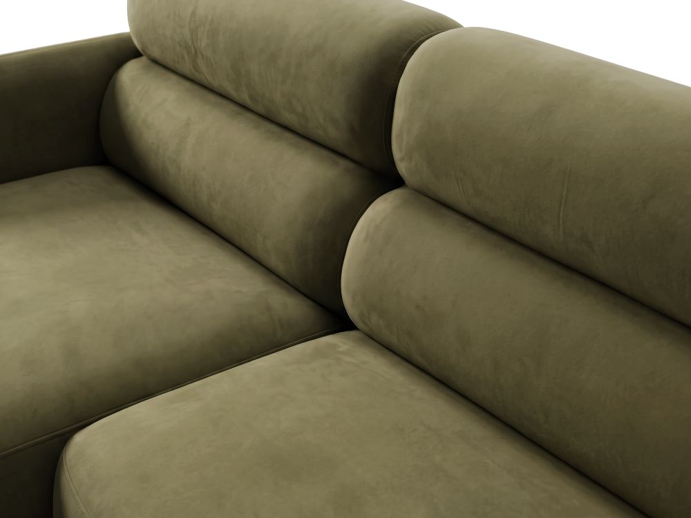 Cosmopolitan Design Ecksofa Malmo 3-Sitzer Samt Bluvel Grün Links