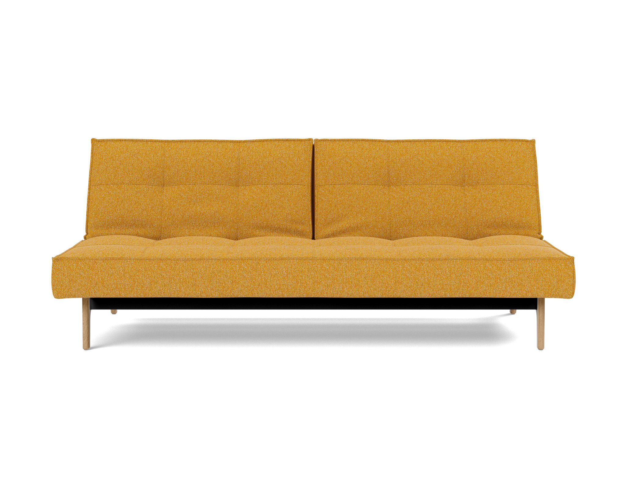 Schlafsofa Splitback Boucle Skandi 536-Ochre Beine Eiche