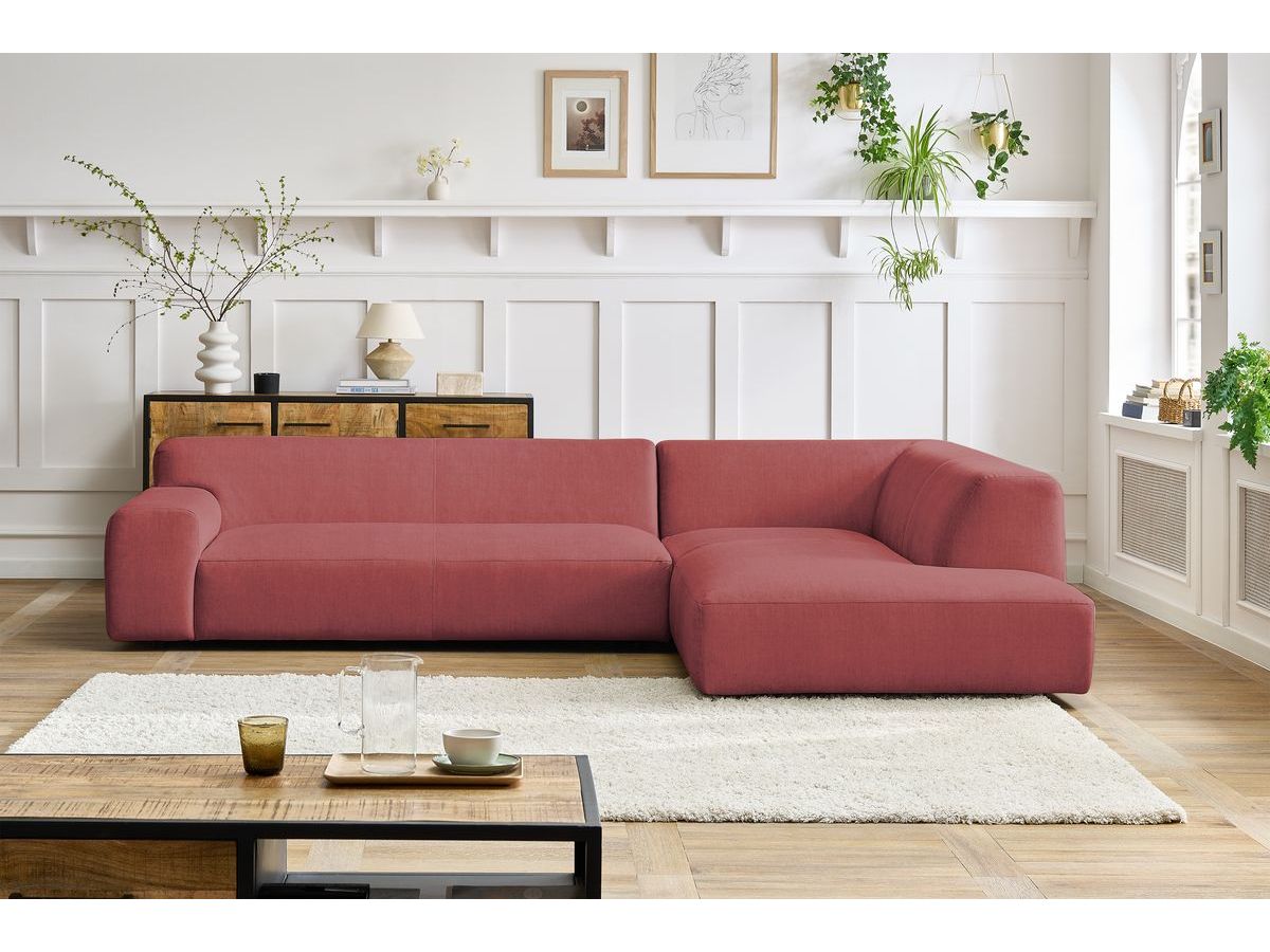 Bobochic Lavena Ecksofa 312 × 220 cm Samt Orange Ecke rechts