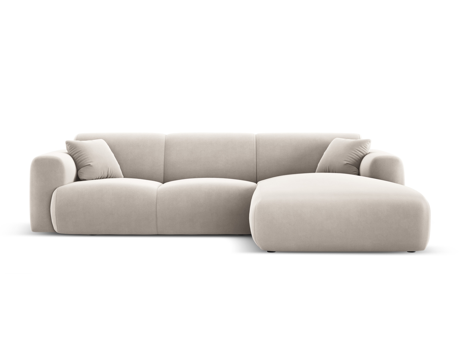 Cosmopolitan Design Ecksofa Nolio 4-Sitzer Samt Casino Helles Beige Rechts