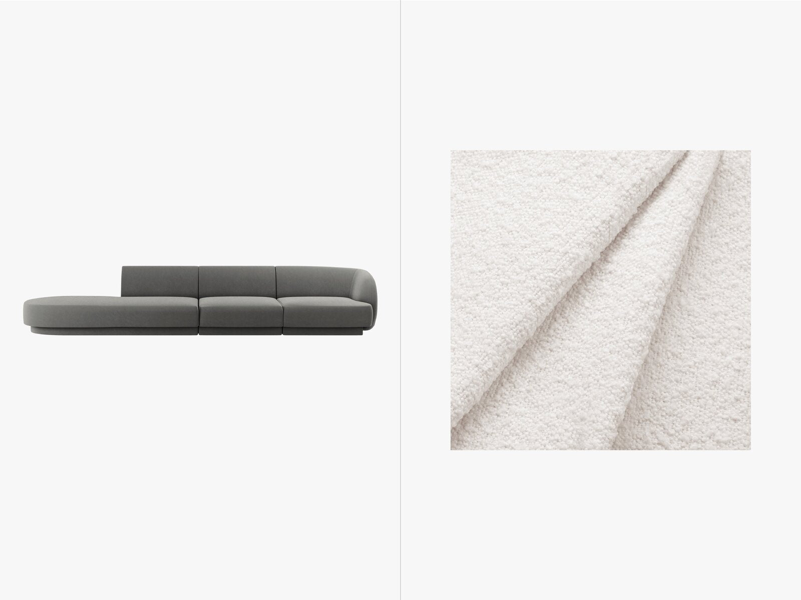 Micadoni Sofa Miley 4-Sitzer Links Boucle Baloo Weiß