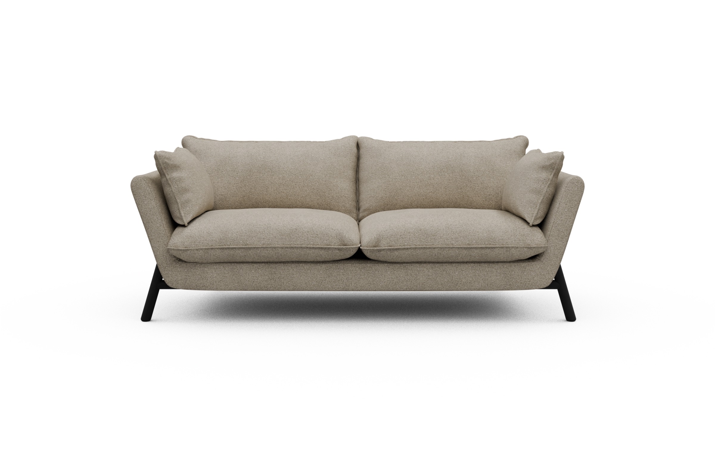 Skandi Home Sofa Emil PREMIUM 2-Sitzer Beinfarbe Eiche Schwarz Boucle-Beige moebelfaktor