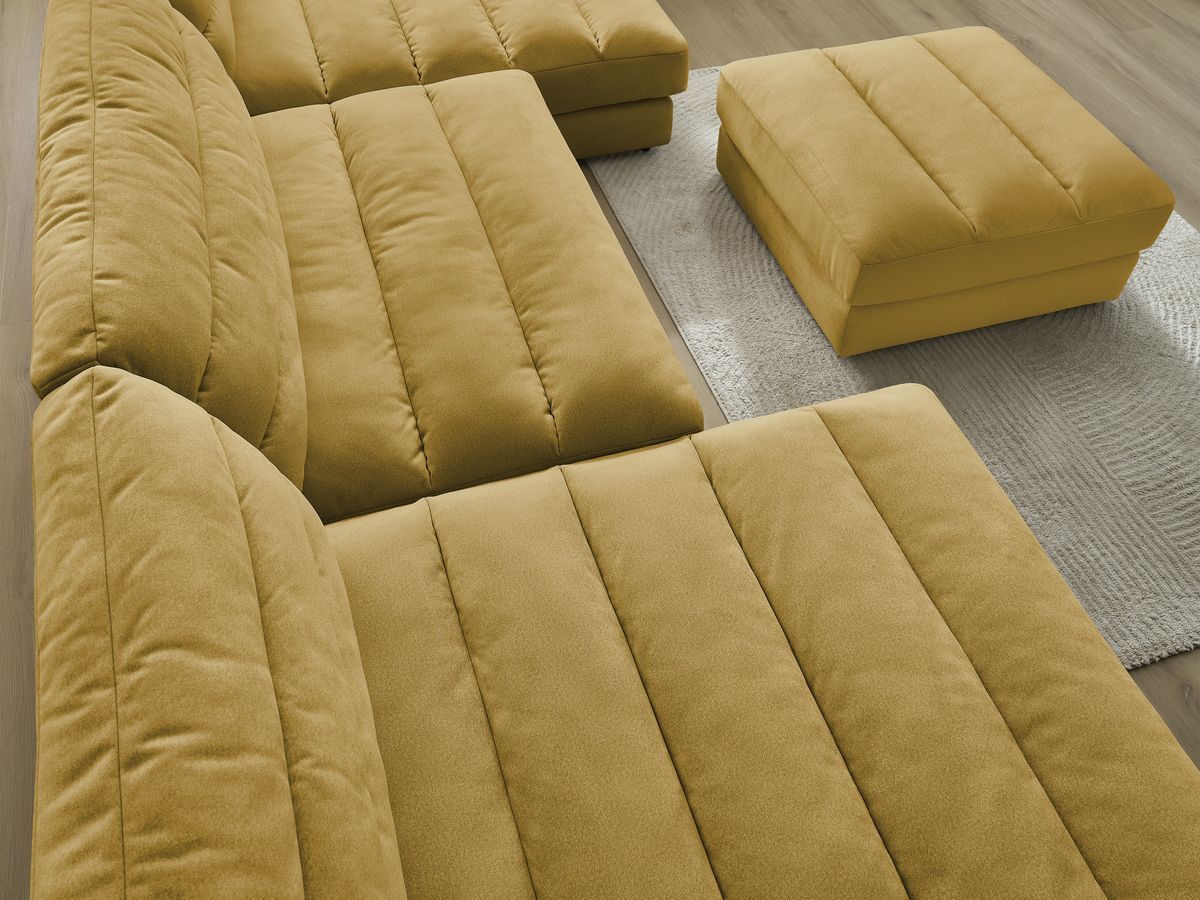 Bobochic Sierra Wohnlandschaft mit Pouf Samt Gelb