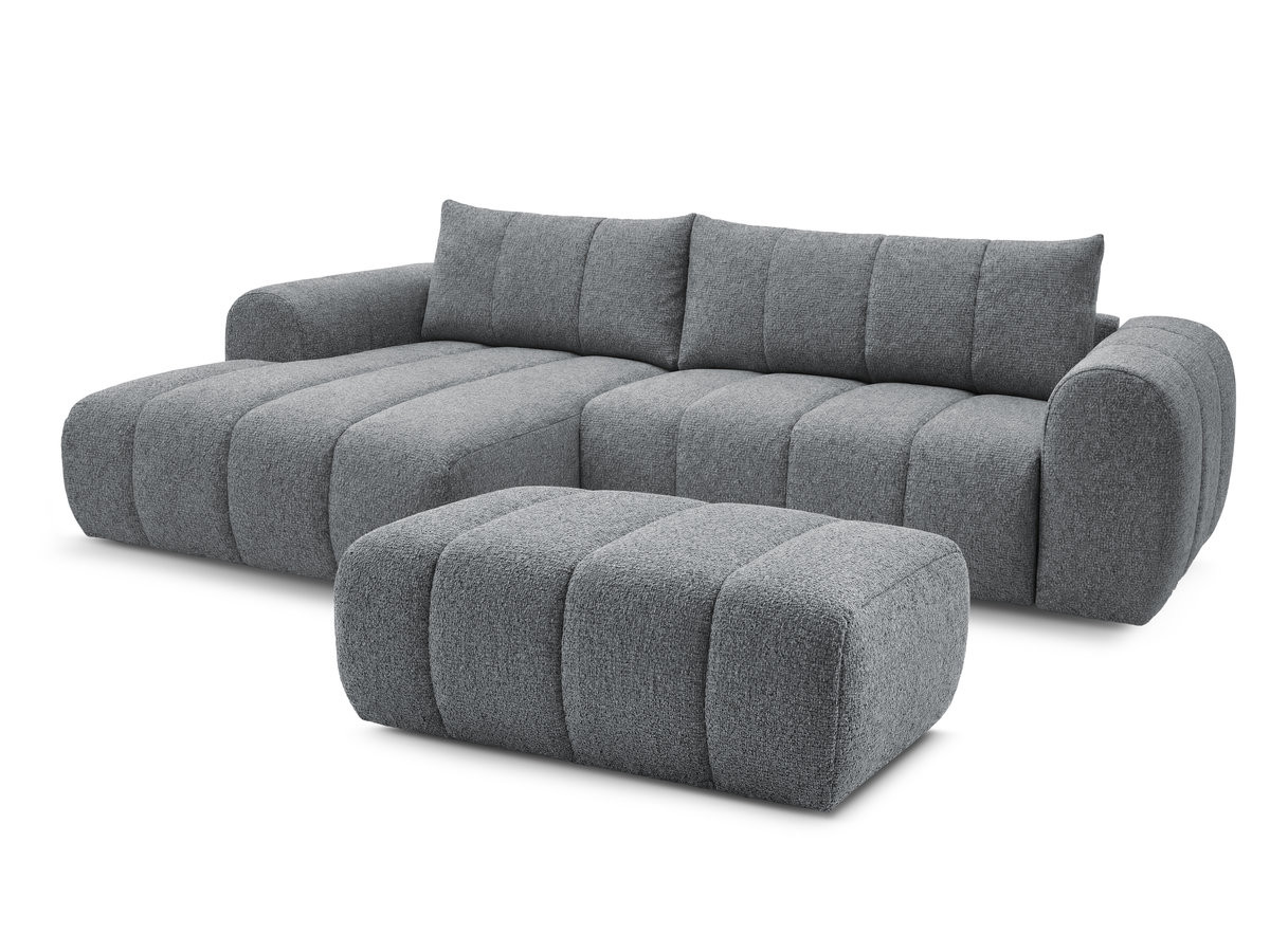 Bobochic Nesty Ecksofa 272 cm mit Pouf Melange-Stoff Dunkelgrau Ecke links