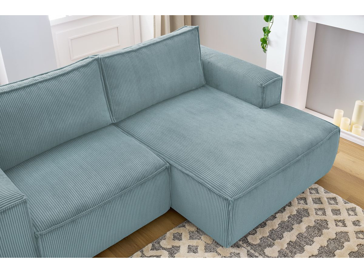 Bobochic Nihad Ecksofa Cordsamt Hellblau Ecke rechts