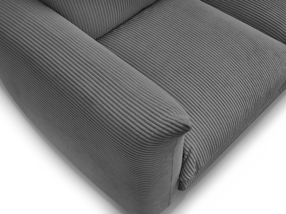 Bobochic Ernest Sofa 3-Sitzer mit Pouf 193 × 106 cm Cordsamt Dunkelgrau