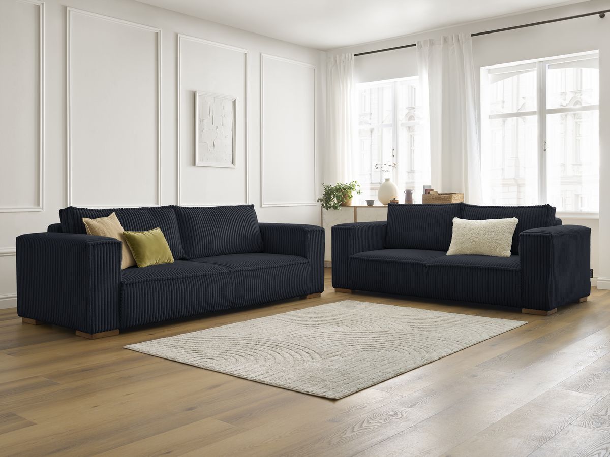 Bobochic Chelsea Sofa 5-Sitzer Breitcord weich Schwarz