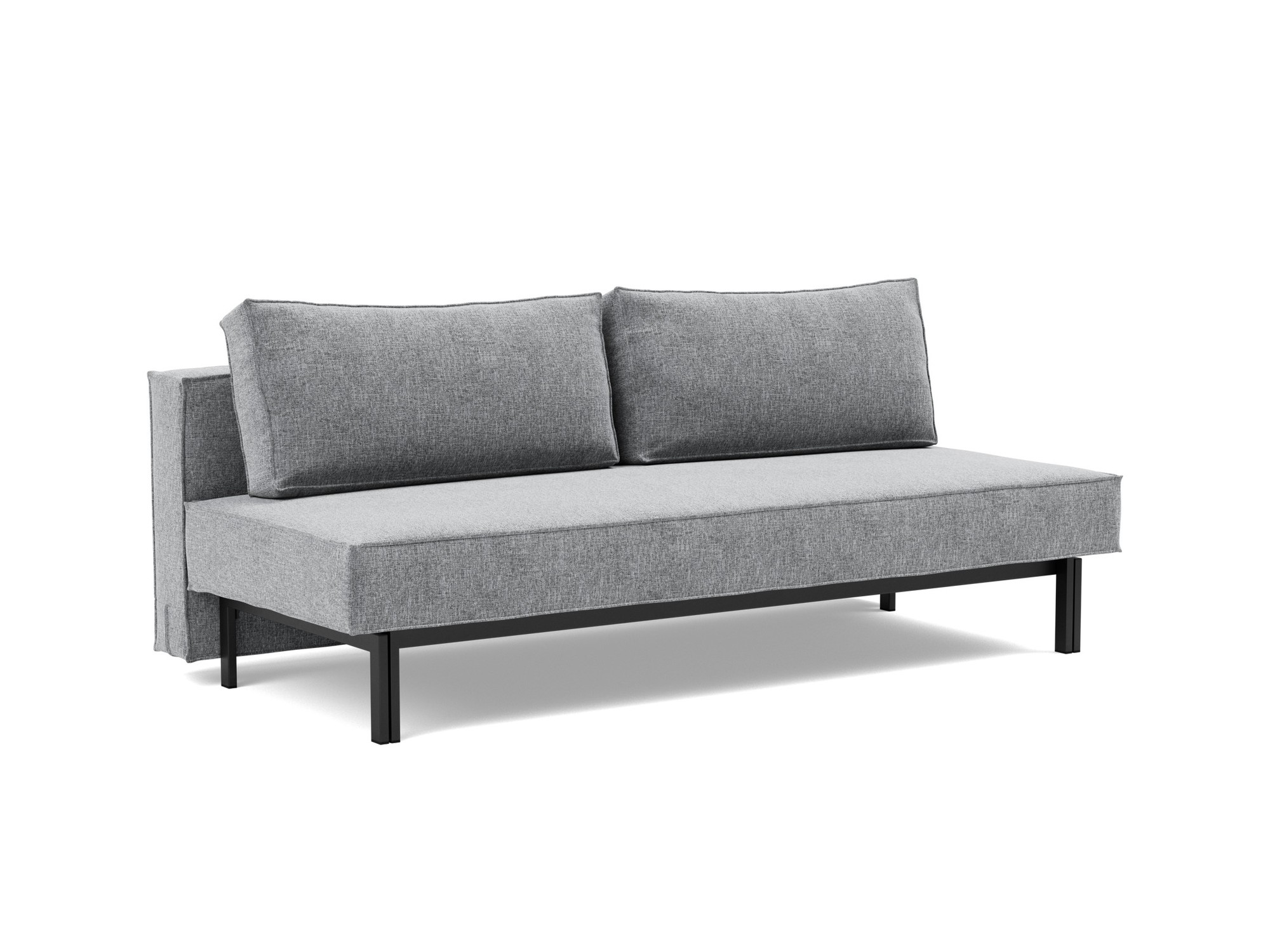 Schlafsofa Sly Strukturierter Stoff Twist 565-Granite Beine Schwarzes Metall