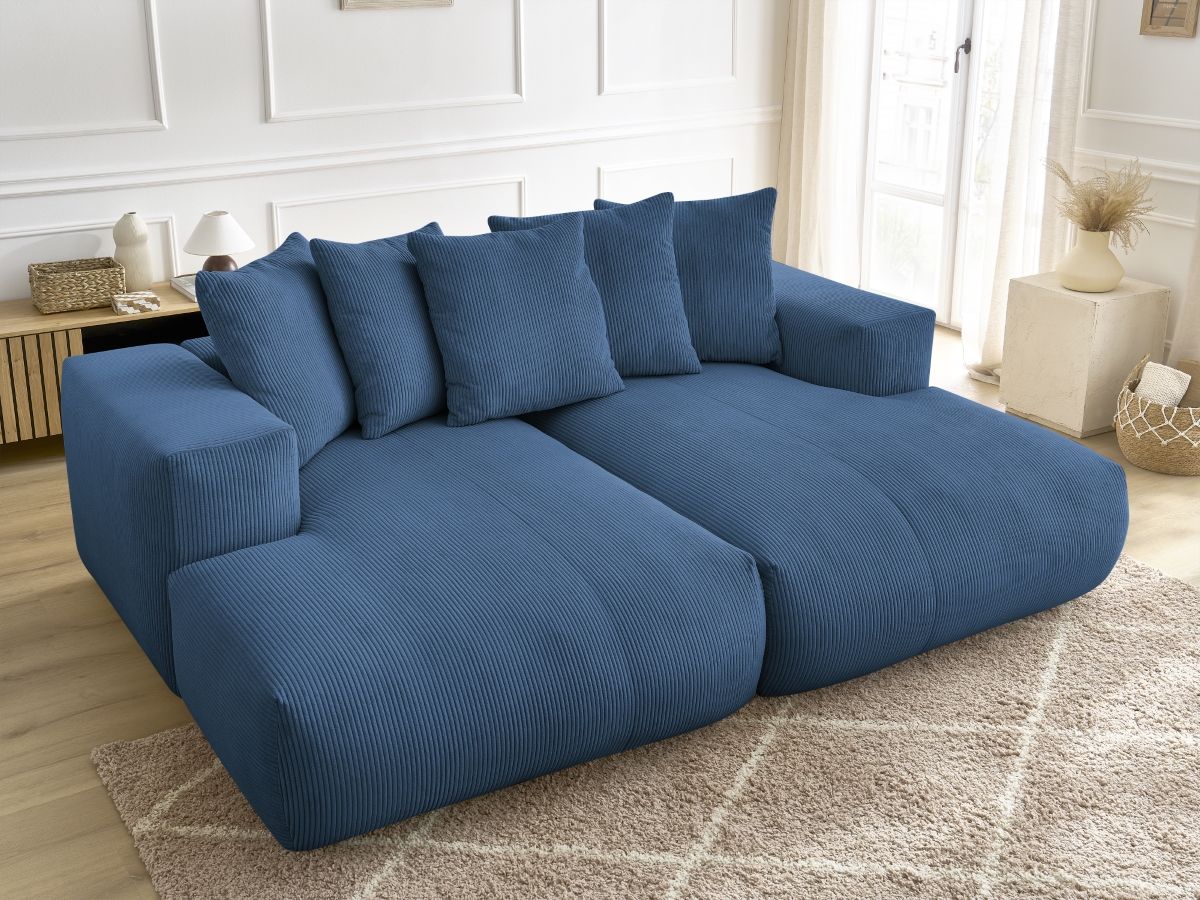 Bobochic Voltaire Sofa 4-Sitzer 248 × 170 cm Cordsamt Dunkelblau
