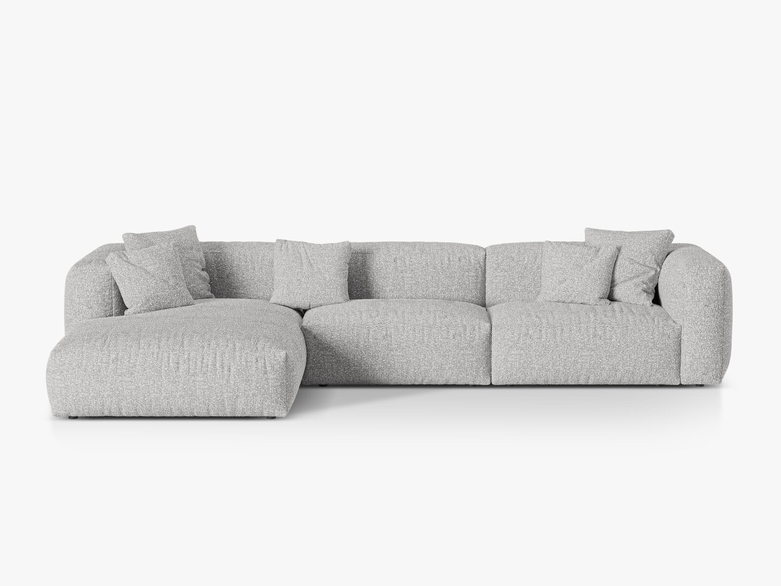 Micadoni Ecksofa Martina 3-Sitzer Links Boucle Monet Silber