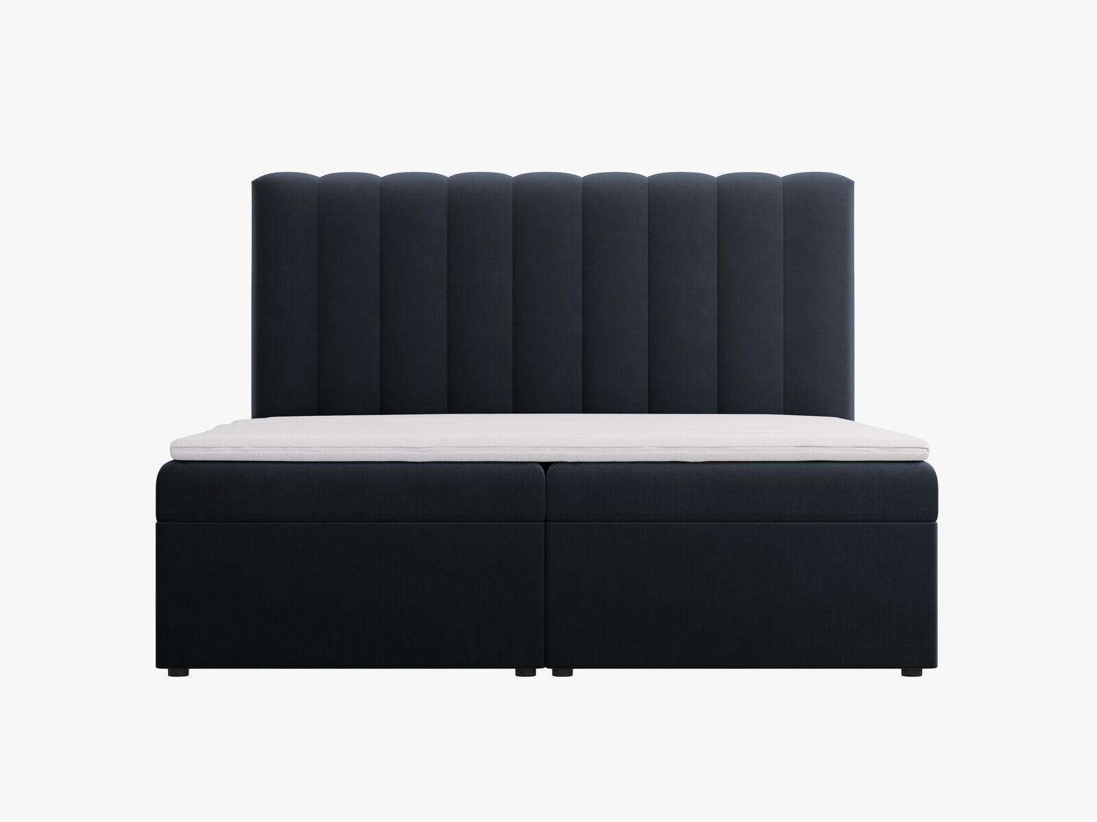 Micadoni Boxspringbett Kelp Samt Dunkelblau 140x200