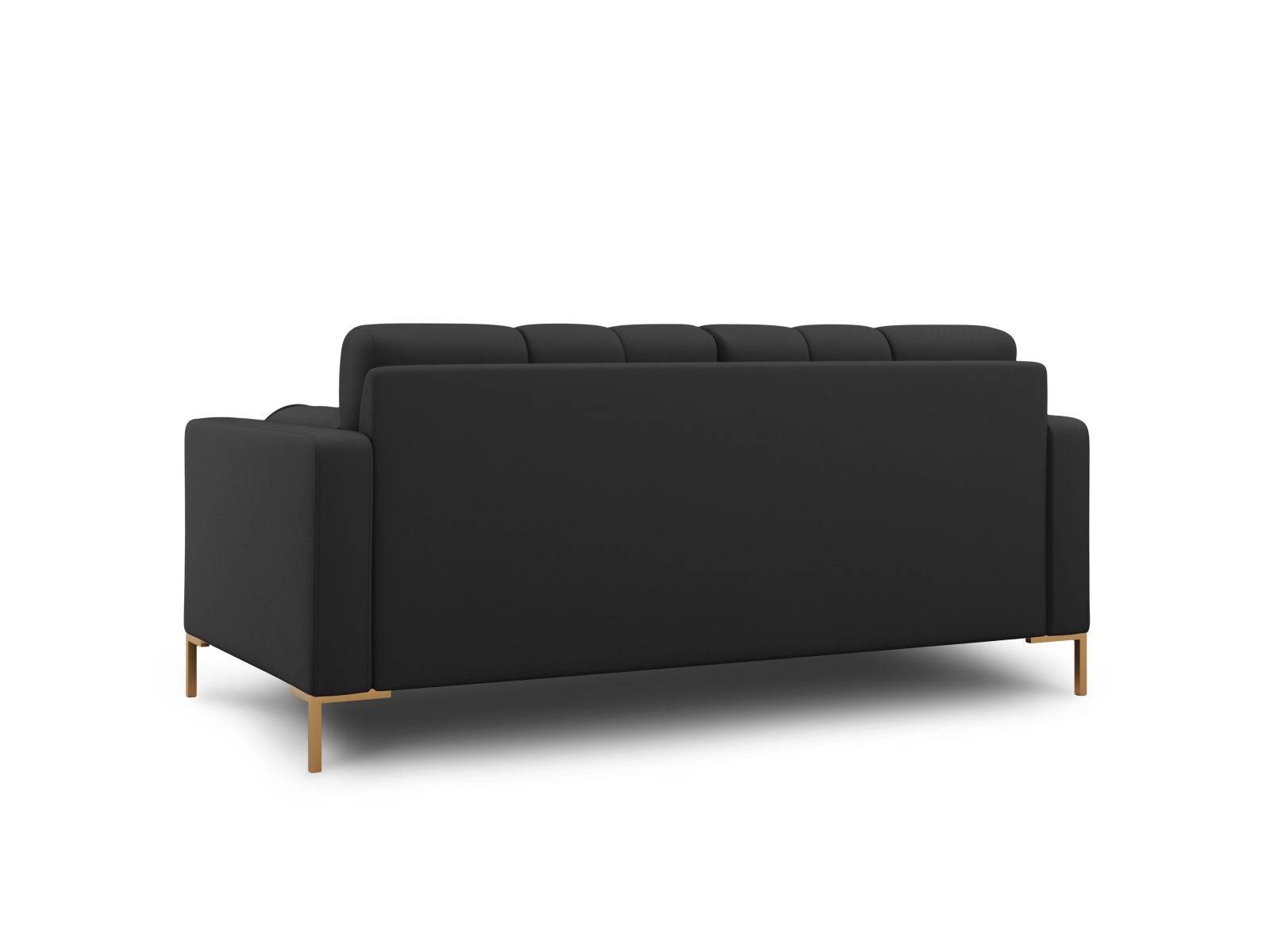 Cosmopolitan Design Sofa Bali 2-Sitzer Strukturierter Stoff Neve Dunkelgrau Beine Gold