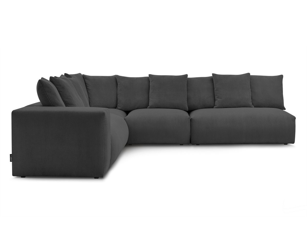 Bobochic Voltaire Ecksofa 322 × 268 cm Cordsamt Dunkelgrau Ecke links