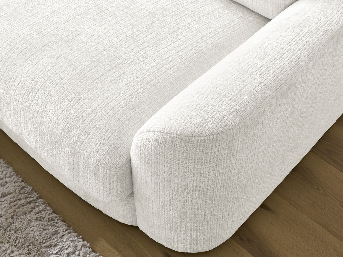 Bobochic Leonore Ecksofa mit Pouf Strukturstoff Weiß Ecke links