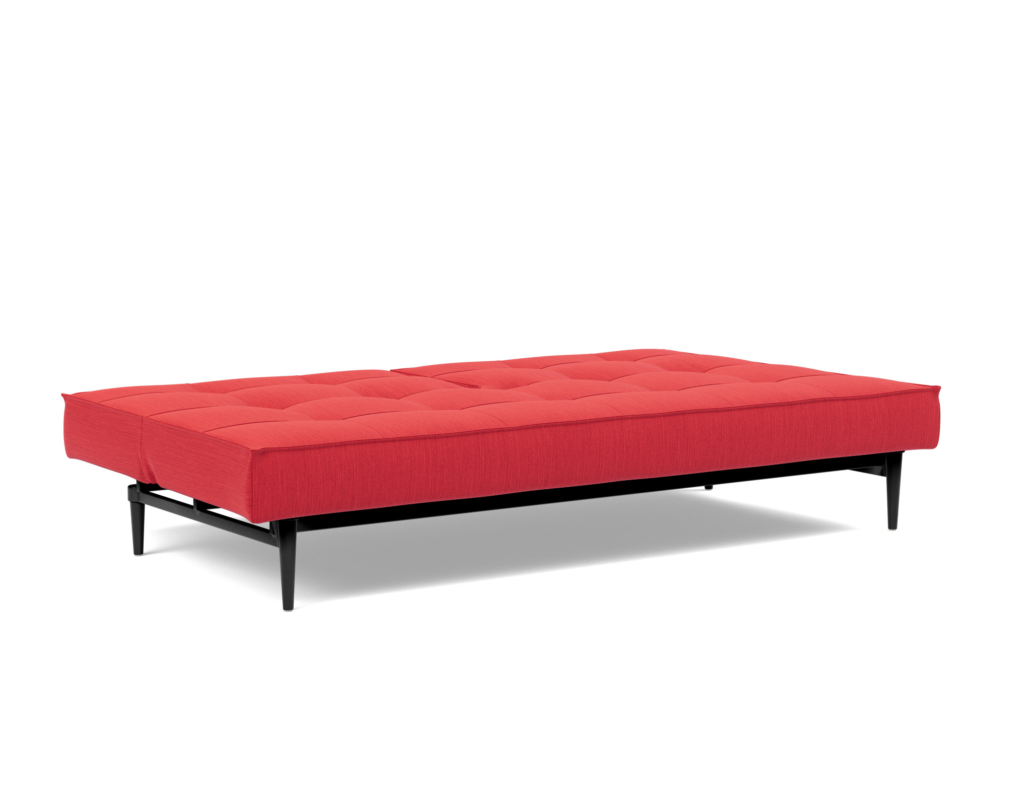 Schlafsofa Splitback Flachgewebe Elegance 511-Red Beine Styletto Eiche schwarz