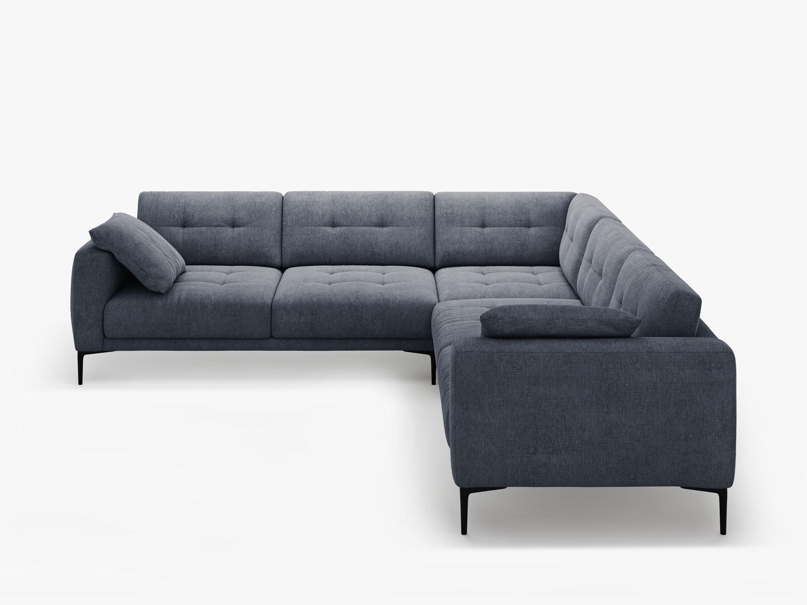 Micadoni Ecksofa Bemy 5-Sitzer Strukturierter Stoff Dunkelblau
