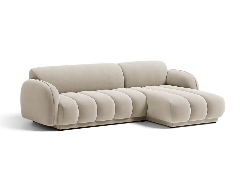 Cosmopolitan Design Ecksofa Bilbao 3-Sitzer Samt Casino Helles Beige Rechts