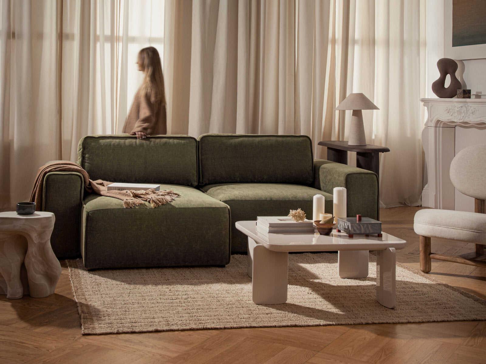 Micadoni Ecksofa Victor 3-Sitzer mit Schlaffunktion Links Strukturierter Stoff Anthrazit