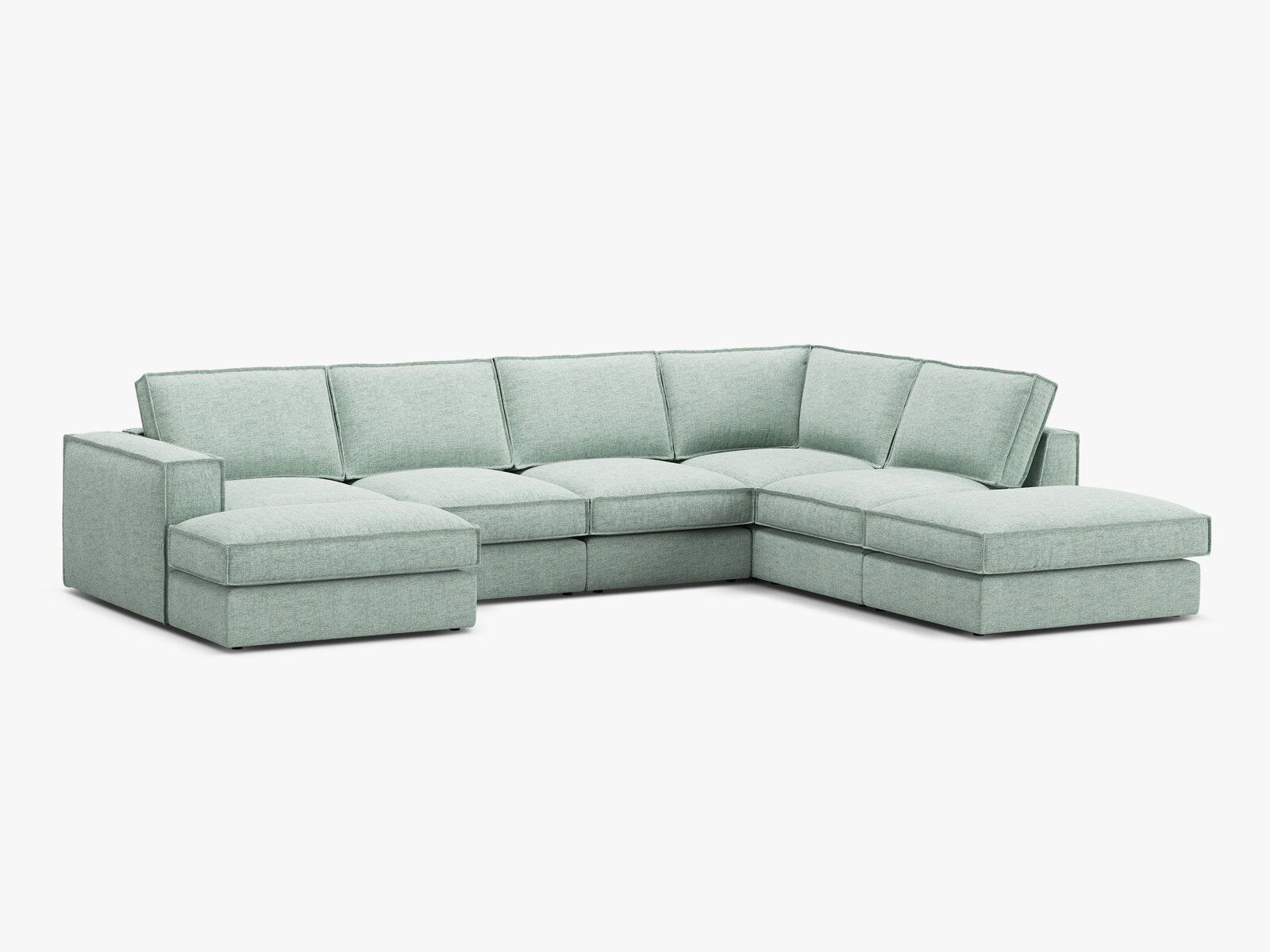Micadoni modulares Panorama Ecksofa Pola 5-Sitzer Rechts Strukturierter Stoff Babel Minze