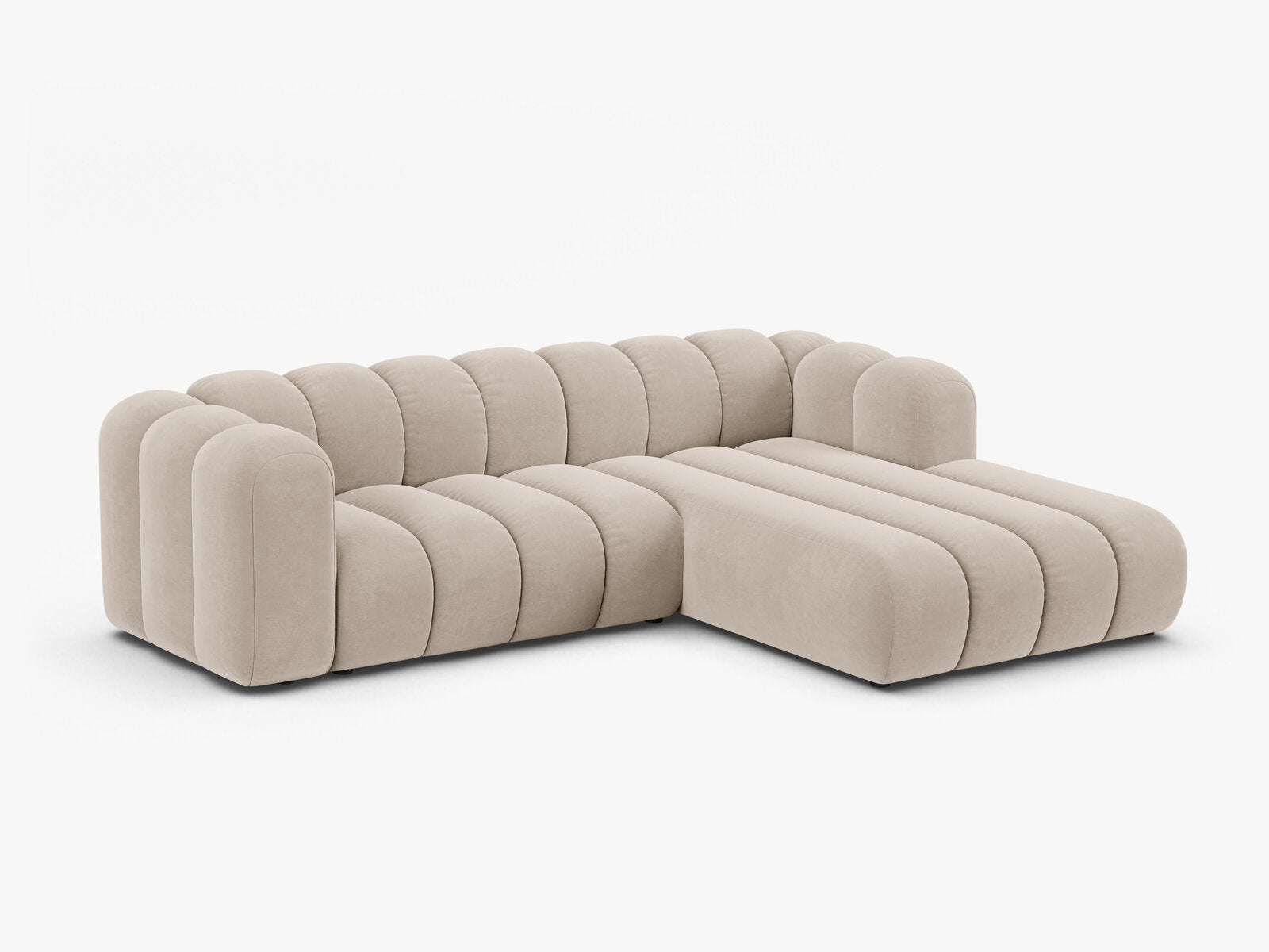 Micadoni Modulares Ecksofa Lupine 4-Sitzer mittelgroß Rechts Samt Salvador Beige