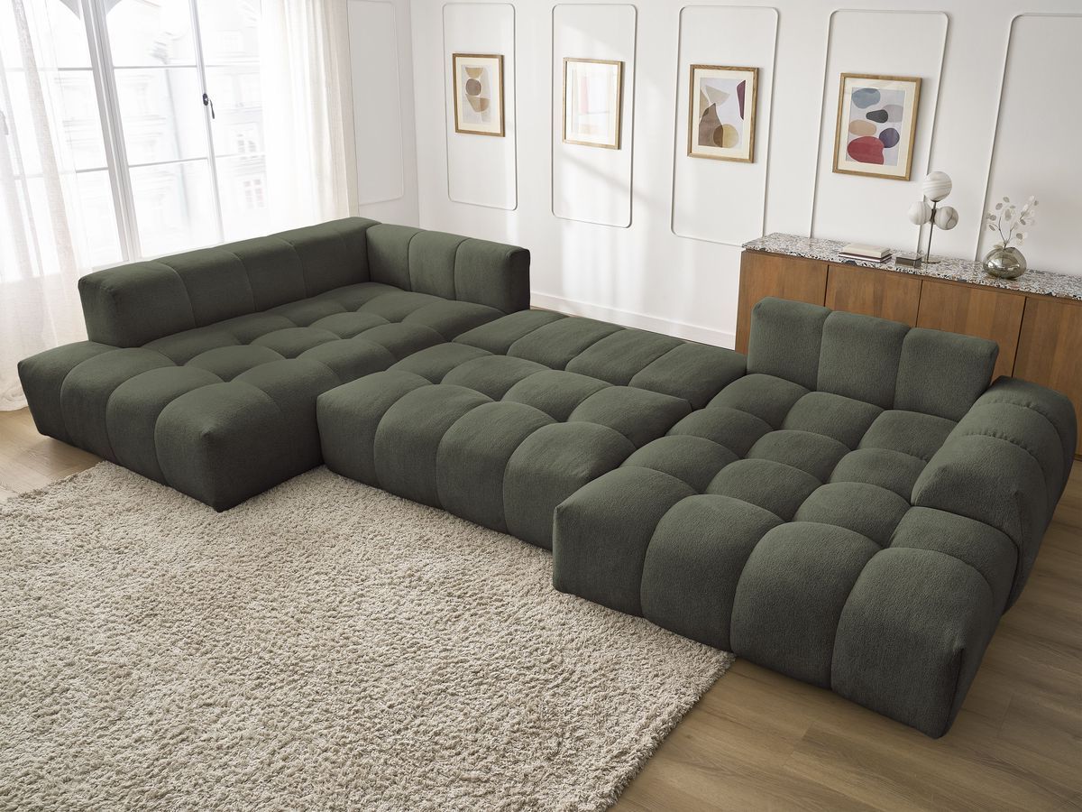 Bobochic Everest Wohnlandschaft, 14 Kissen Melange-Stoff Grün Ecke rechts